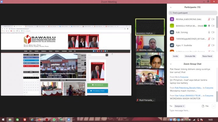 BAWASLU PABAR MONITORING EVALUASI WEB, PPID BAWASLU KABUPATEN/KOTA SE PROVINSI PAPUA BARAT
