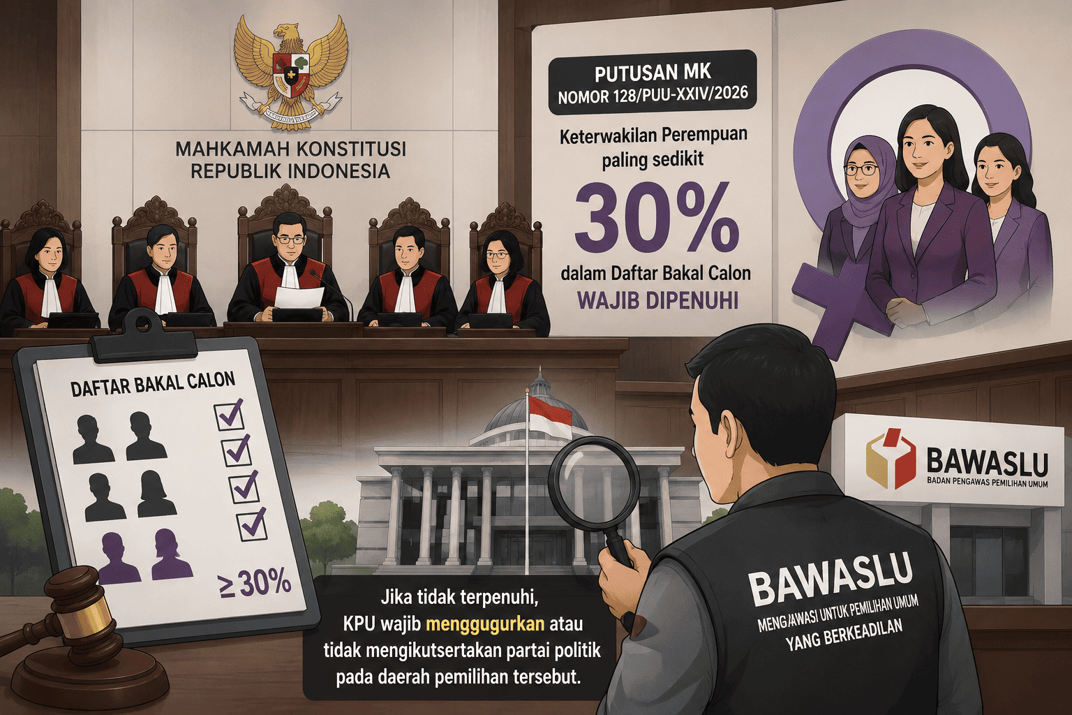 MK Tegaskan Sanksi bagi Partai Politik yang Tidak Penuhi Kuota 30 Persen Keterwakilan Perempuan/ Foto : Ilustrasi